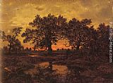 Theodore Rousseau Famous Paintings - Coucher de Soleil